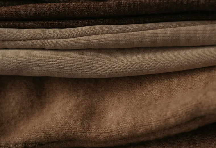 A close-up stack of folded bedding fabric