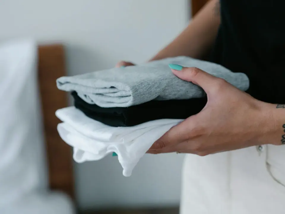 Folded towels ready for short-term rental turnover